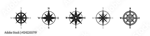 Compas icon set , navigation symbol.