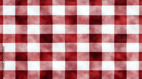 Red and white checkered tablecloth texture background (2)
