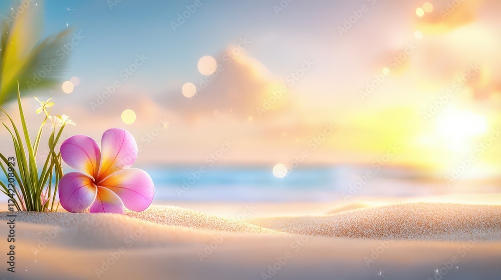 Close-up of vibrant wildflowers growing in the sand near the ocean. Soft focus and pastel colors create a dreamy effect. Peaceful beach vibes. Close-up of vibrant wildflowers growing in the sand near the ocean. Soft focus and pastel colors create a dreamy effect. Peaceful beach vibes.