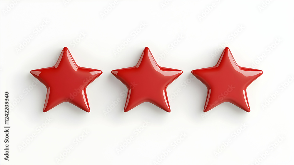 Three red stars on white background; rating, feedback, review concept; website design Three red stars on white background; rating, feedback, review concept; website design
