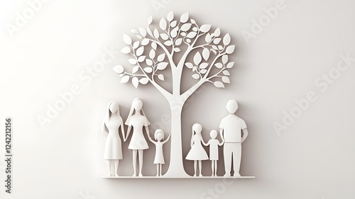 Obraz na płótnie Conceptual family tree with clean grid arrangement and symbolic geometric shapes Minimalist 3D digital art for business corporate or organizational design concepts w salonie