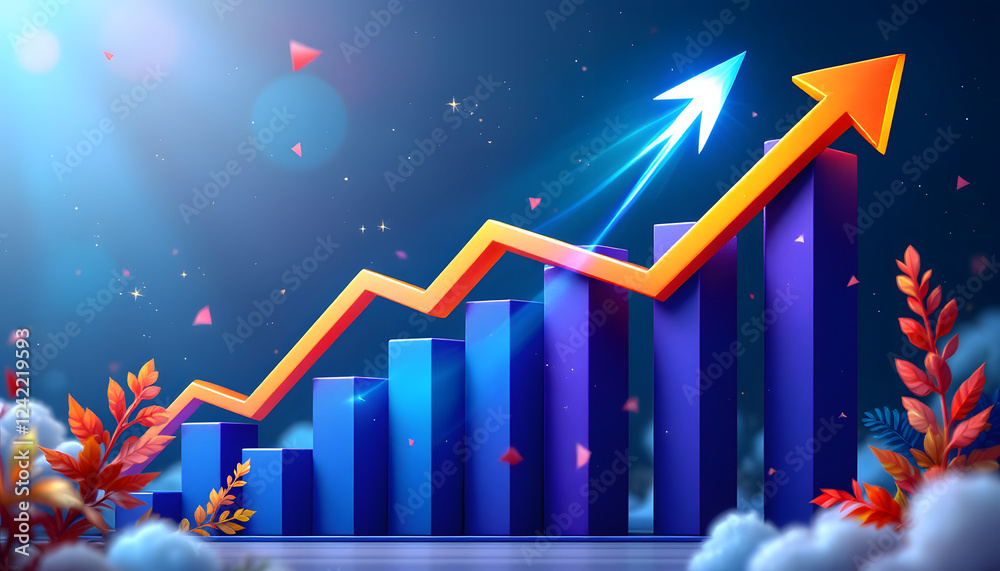 Upward Trending Business Growth Chart Graphic Upward Trending Business Growth Chart Graphic