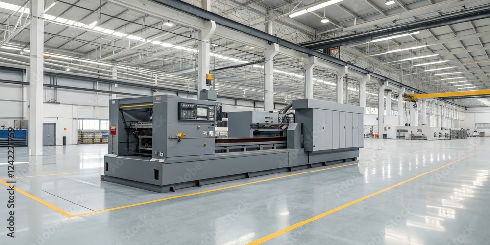 Obraz premium Industrial gray machinery on a factory floor, machinery, manufacturing, technology