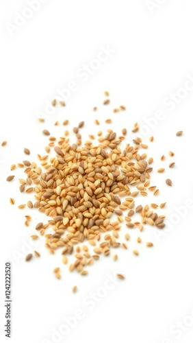 Isolated zira cumin jeera seeds close-up on white background, isolated, cuisine, dry photo