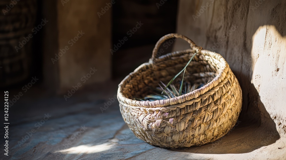 Fototapeta premium Sunlit Rustic Woven Basket
