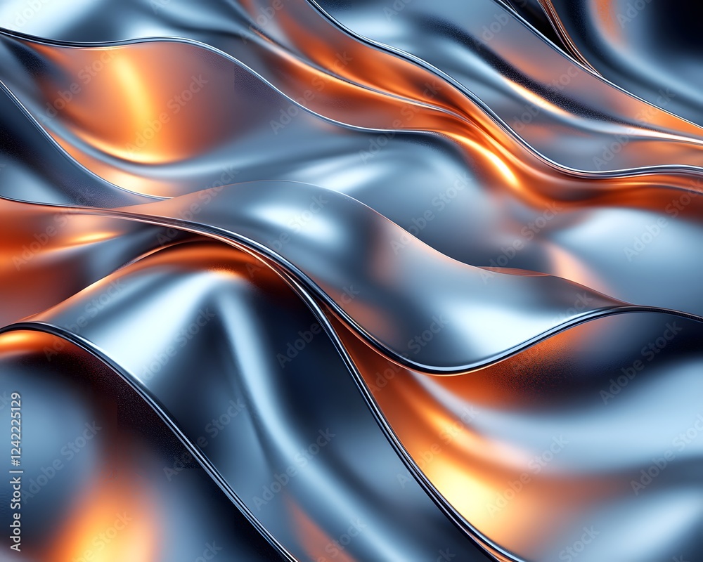 Obraz premium A photorealistic image of a metallic object with a reflective surface, showcasing intricate details and light. It exudes luxury and a futuristic vibe, ideal for premium products or tech ads.