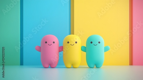 Minimalist Family Bond Emotional Connection Symbols Represented in Crisp 3D Graphic Design Elements  Modern Abstract Visual Aids or Icons for Decor Packaging Presentations