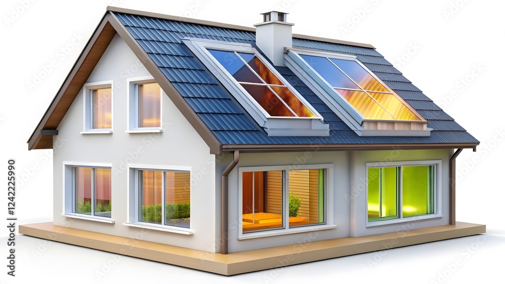 Modern House with Solar Panels and Skylights Modern House with Solar Panels and Skylights
