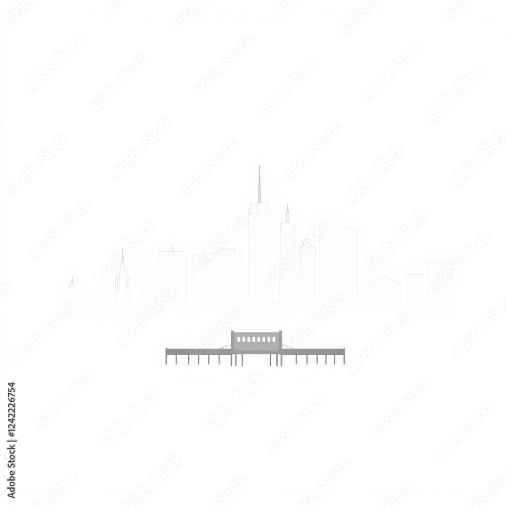 Obraz premium City skyline in fog skyline silhouette 