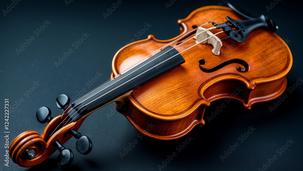 Fototapeta premium Elegant wooden violin captured in stunning detail