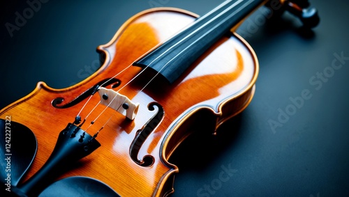 Elegant wooden violin against dark background for music enthusiasts