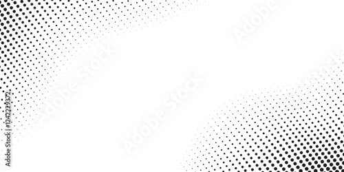 Canvas Print Abstract halftone gray dots gradient on white background, Curved twisted slantin