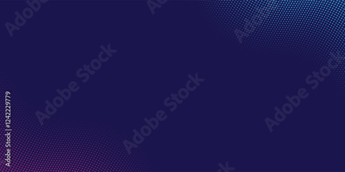Abstract blue and red dynamic wavy line dotted texture ,Dark blue background with copy space. Modern futuristic simple dots pattern