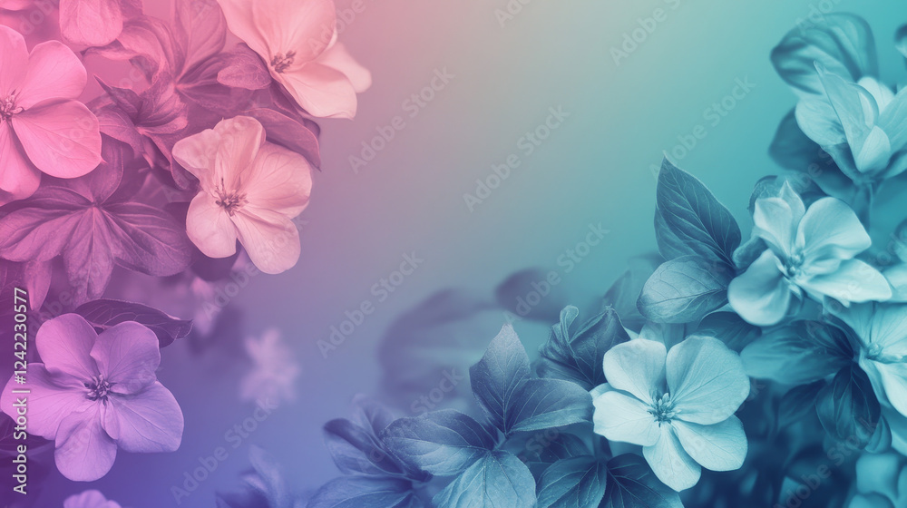 Surreal Floral Art Vibrant Blue and Pink Blossom Aesthetic Surreal Floral Art Vibrant Blue and Pink Blossom Aesthetic