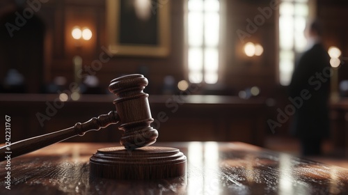 Law system - judicial process, legal court, magistrate authority, Scales of Justice, courtroom gavel, equitable governance, tribunal emblem, arbitration fairness, judge decision, lawful order.