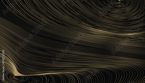 Abstract gold lines on a black background