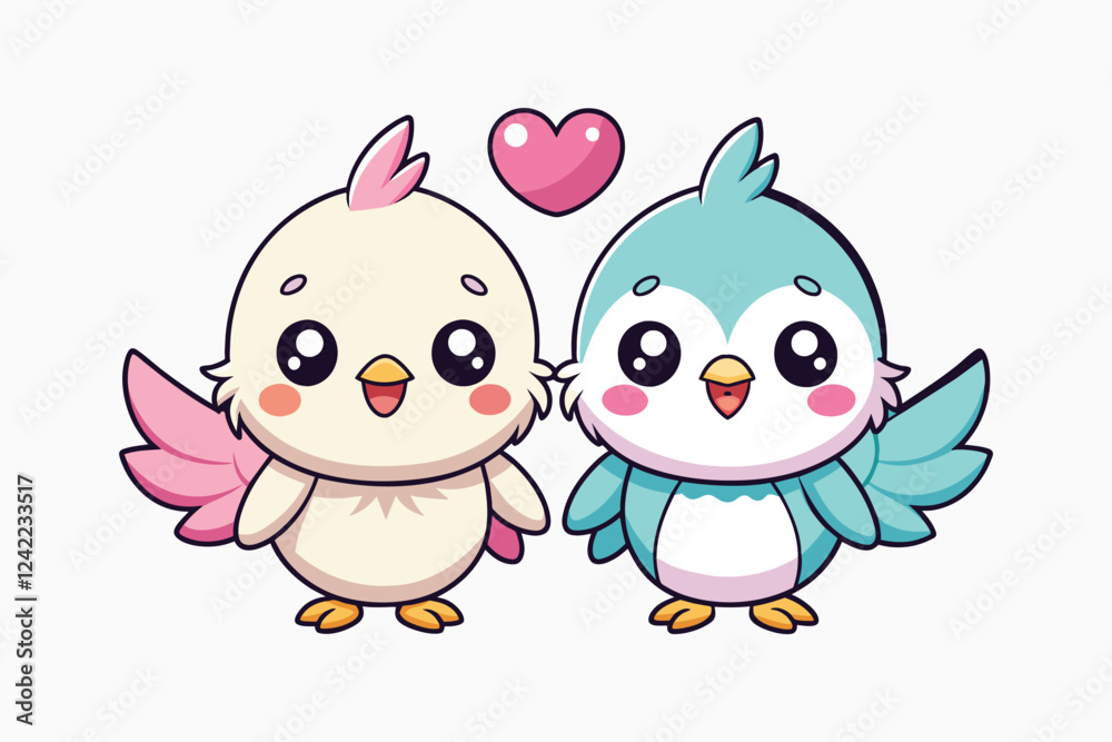 Fototapeta premium cute baby love birds