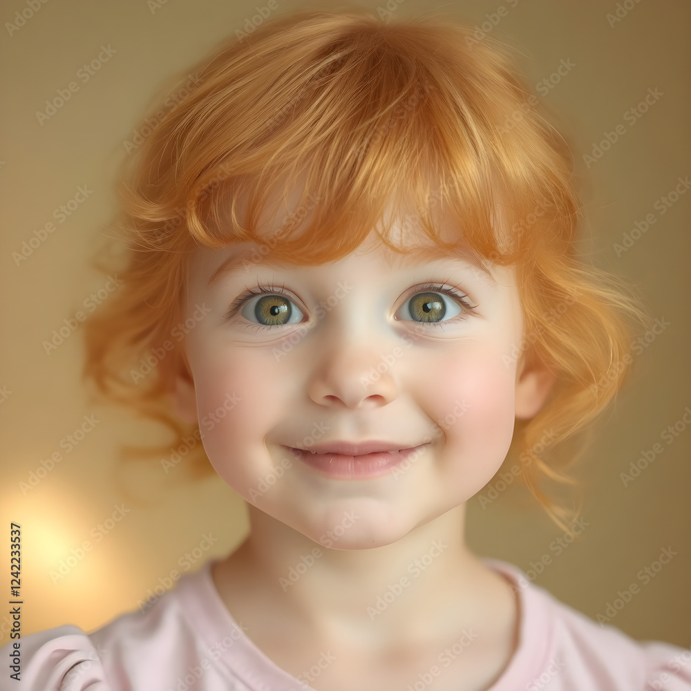 Niña con cabello anaranjado y una sonrisa llena de felicidad Niña con cabello anaranjado y una sonrisa llena de felicidad
