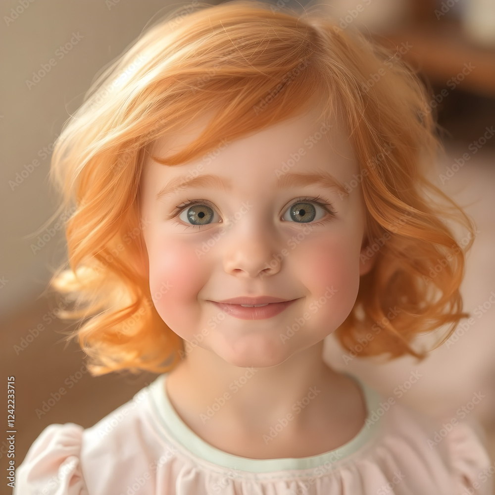 Retrato vibrante de una niña de cabellos cobrizos y expresión angelical Retrato vibrante de una niña de cabellos cobrizos y expresión angelical
