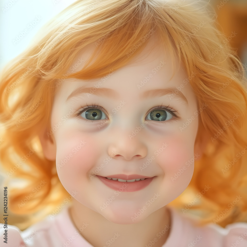 Dulce expresión de una niña pelirroja con ondas juguetonas Dulce expresión de una niña pelirroja con ondas juguetonas
