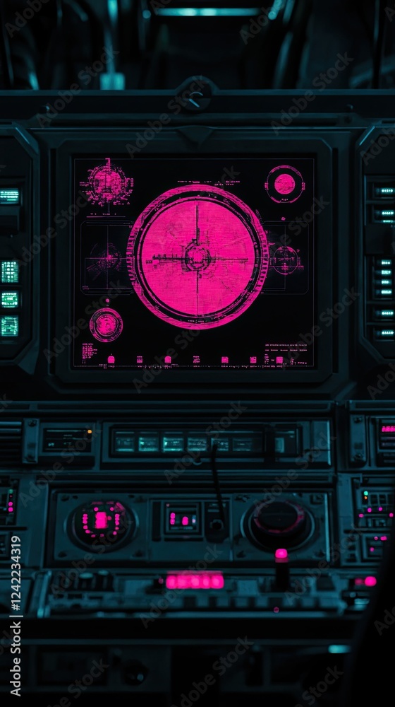Fototapeta premium Futuristic Spaceship Control Panel Radar Display
