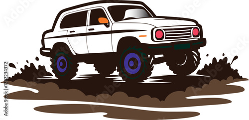 off road car in a mud