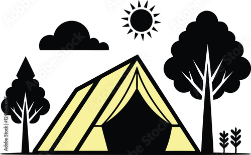 tent tree sun sky A