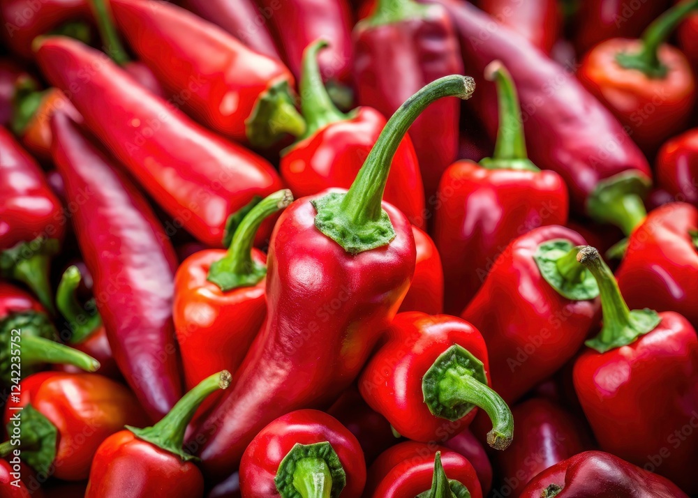 Rule of thirds composition showcases hot chili peppers, bursting with vibrant color. Rule of thirds composition showcases hot chili peppers, bursting with vibrant color.