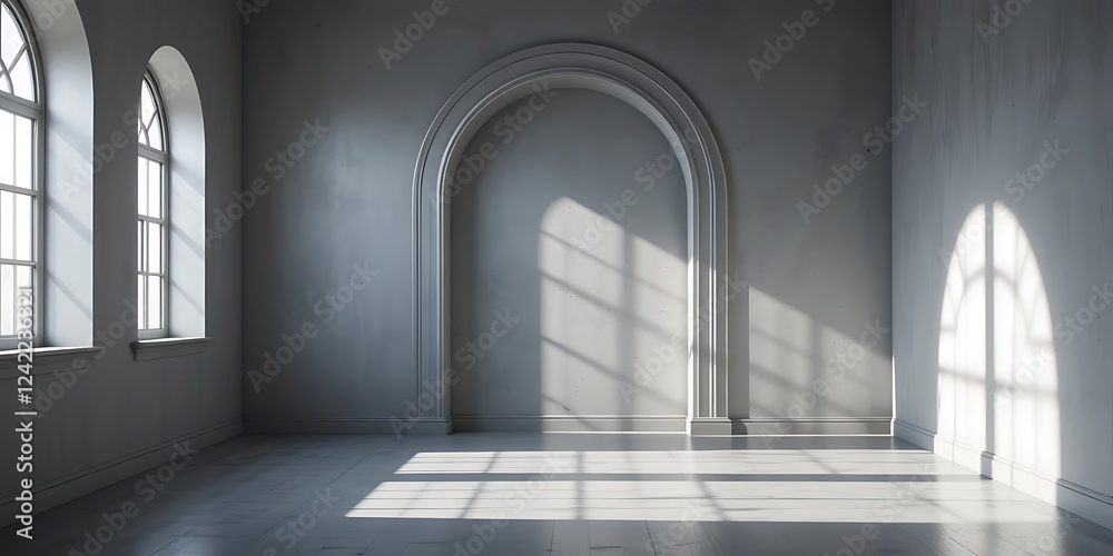 Sunlit Room with Arched Windows and Doorway Sunlit Room with Arched Windows and Doorway