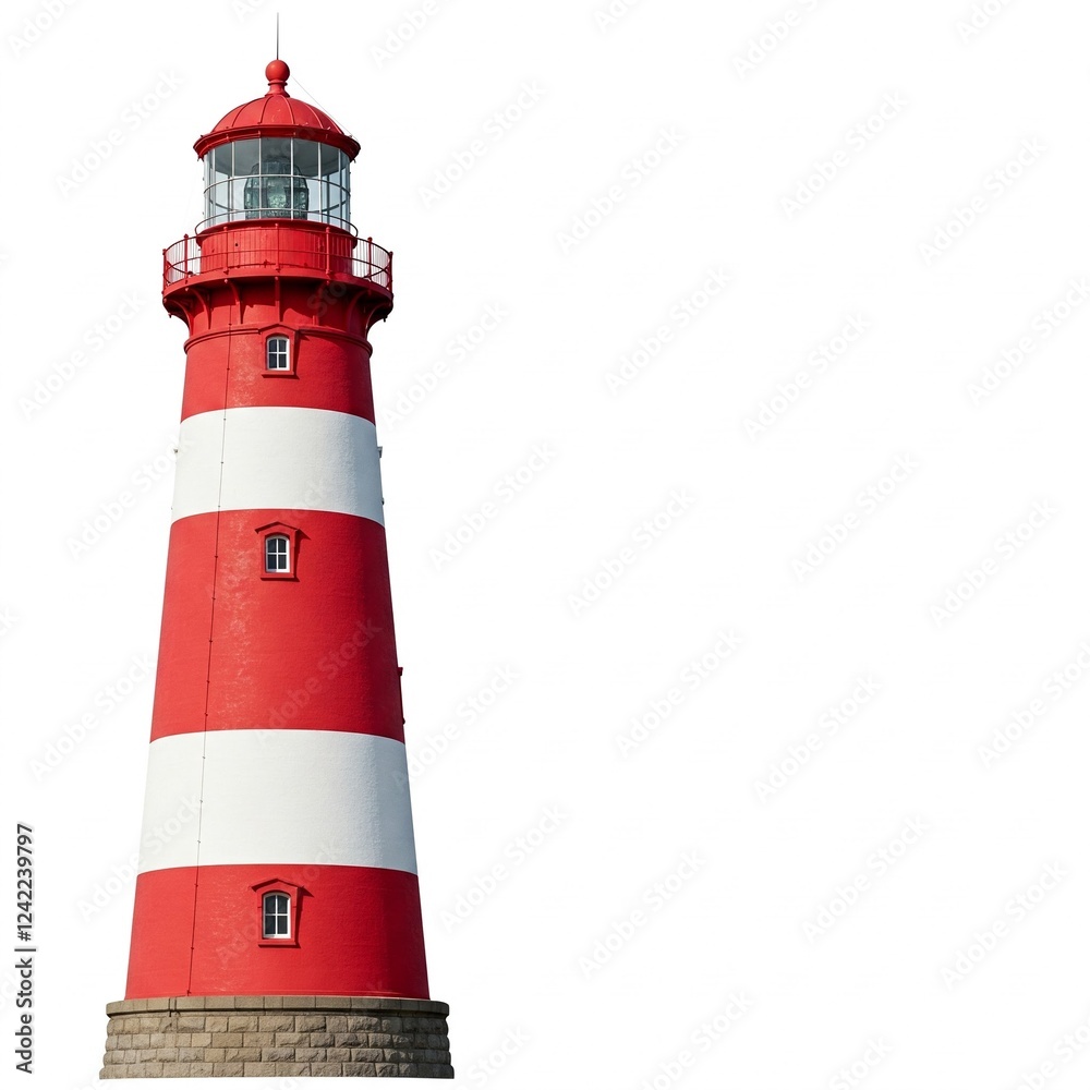 red and white lighthouse tower with a white background red and white lighthouse tower with a white background