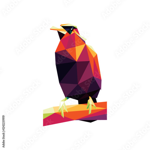 Parrot in Colorful Polygonal low poly. Colorful abstract Icon. Colorful Parrot Vector Icon. Parrot silhouette logo
