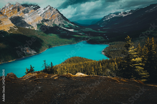 lake and mountains