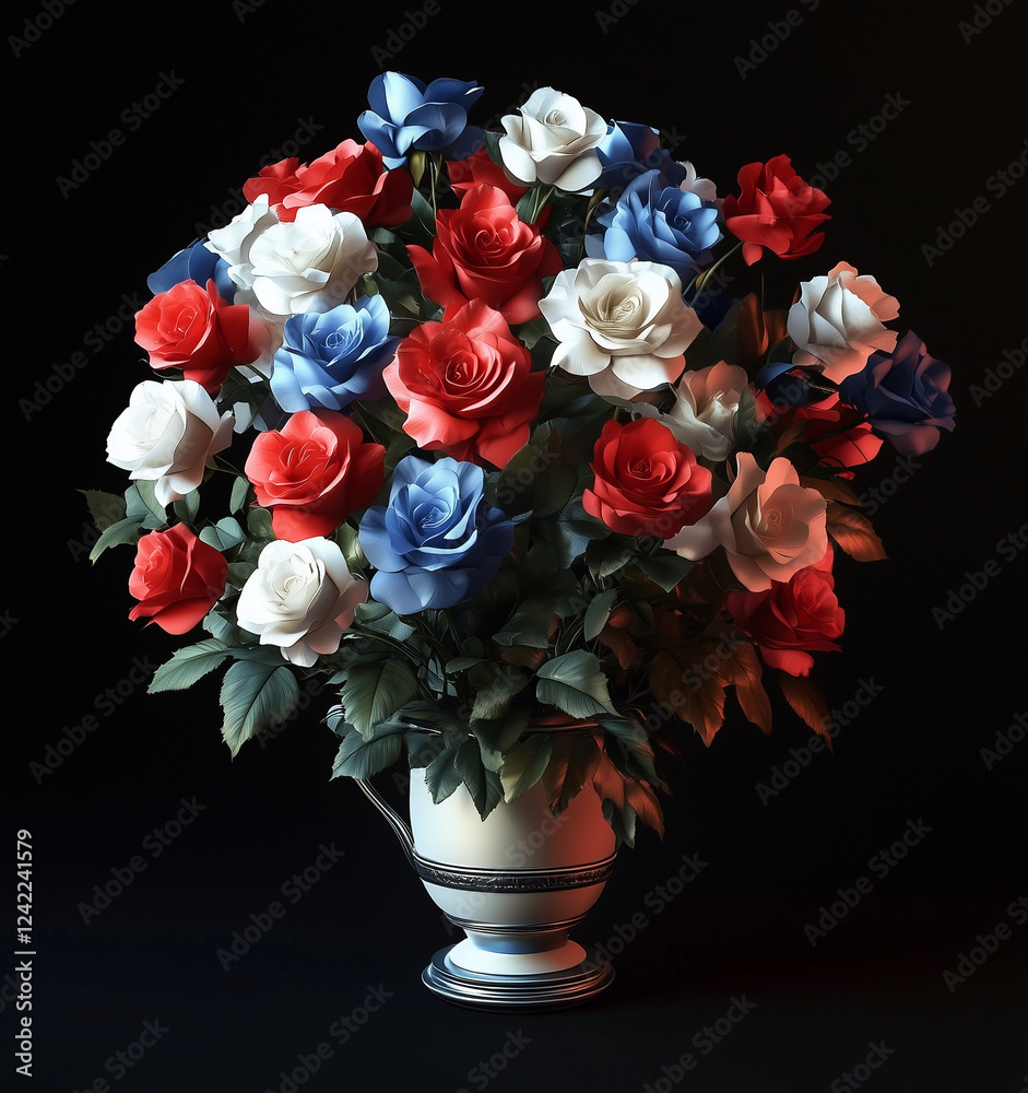 bouquet of roses in vase 4th july