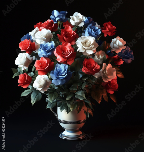 bouquet of roses in vase 4th july 