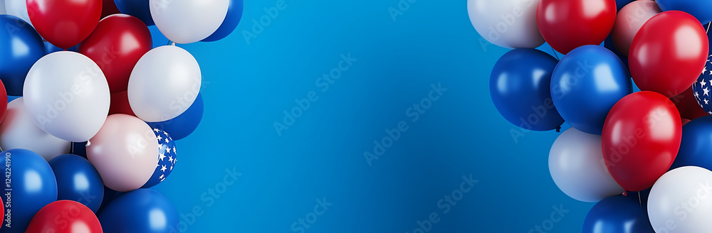 colorful balloons on blue background