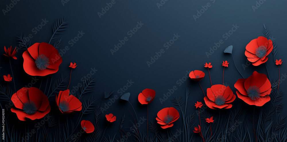 background with red poppies