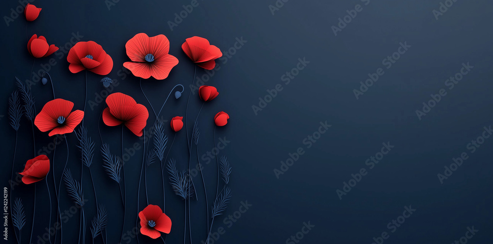 red tulips on black background