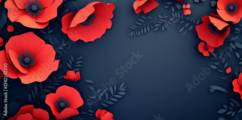 abstract red background with flowers floral