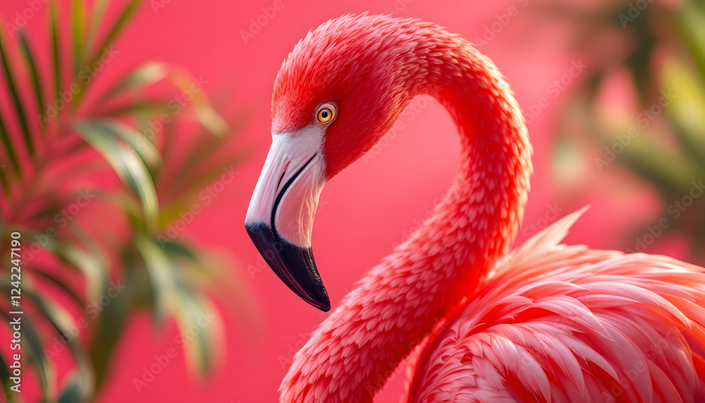 Obraz premium Pink Flamingo Close Up Tropical Bird Photography