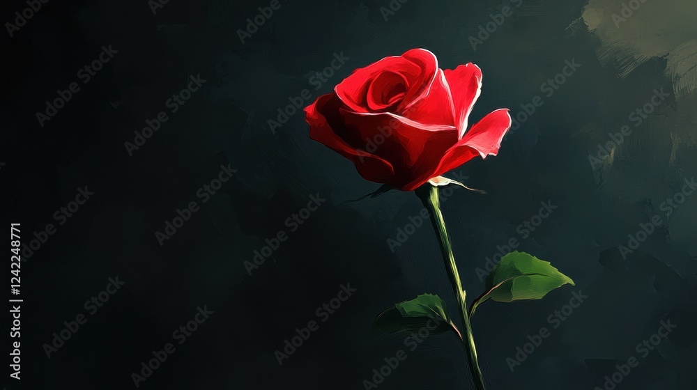 A Single Red Rose Against A Dark Background A Single Red Rose Against A Dark Background