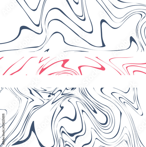 The distorted line abstraction is partially cut off in the middle and colored red.