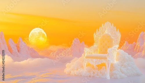 Ice Throne in a Dreamlike Winter Landscape. photo