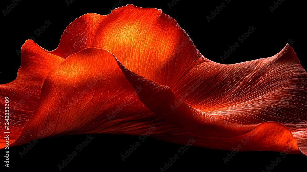 Red flower petal, dark background, artistic, design element