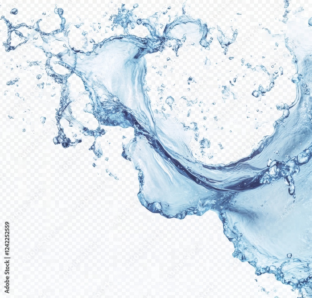 Splashing water, dynamic flow, transparent background, pure liquid, ad use Splashing water, dynamic flow, transparent background, pure liquid, ad use