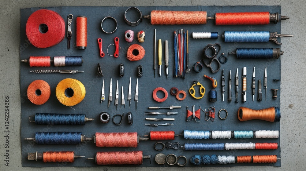 A Colorful Collection of Sewing Tools and Threads A Colorful Collection of Sewing Tools and Threads
