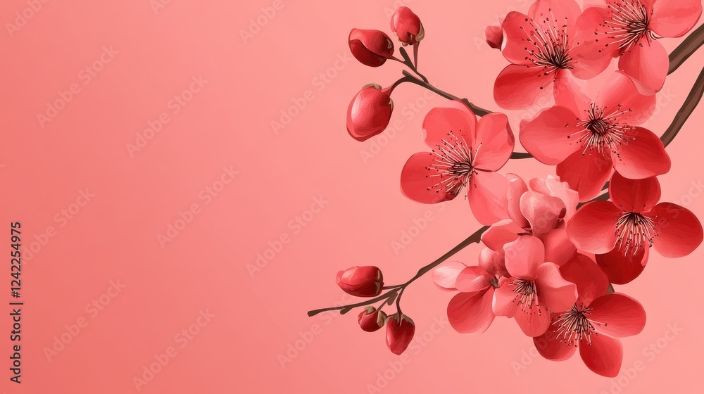 Naklejka premium Delicate Coral Blossoms Branching Out Gently