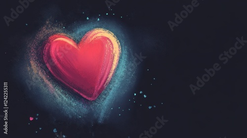 A Radiant Red Heart Glowing In The Dark