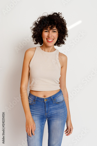 Curly short hair model photo