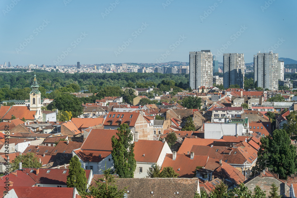 Panoramic view of Zemun from Gardos Tower to old historical town. Belgrade, Serbia Panoramic view of Zemun from Gardos Tower to old historical town. Belgrade, Serbia