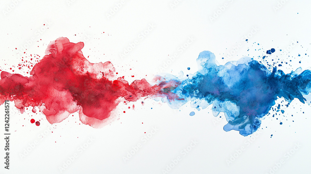 4th july background abstract dynamic burst of blue and red colorful watercolor background